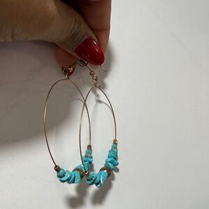 Turquoise and Gold Hoop Earrings